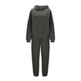thumbnail image 3 of Womens Sweatsuits 2 Piece Set Casual Winter Long Sleeve Hoodie Loose Straight Leg Jogger Sweatpants Fall Tracksuit (L, Dark Gray), 3 of 4