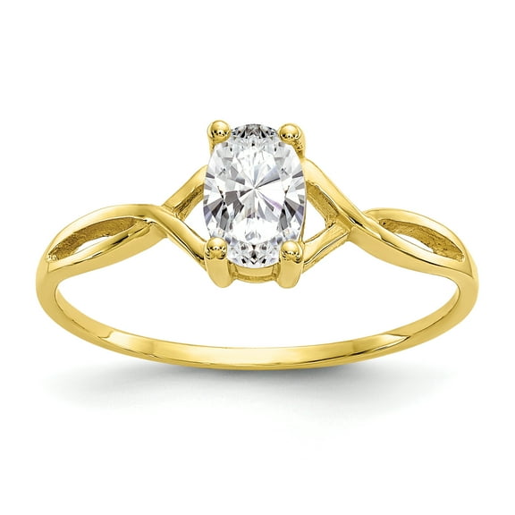 Primal Gold 10 Karat Yellow Gold Genuine White Topaz Birthstone Ring