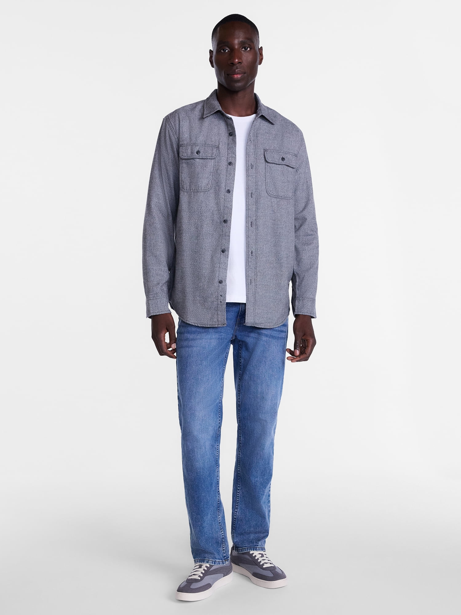 George Men's and Big Men's 100% Cotton Plaid Flannel Shirt with Long Sleeves, Sizes XS-3XL, 2XB-5XB & Tall XLT-3XLT