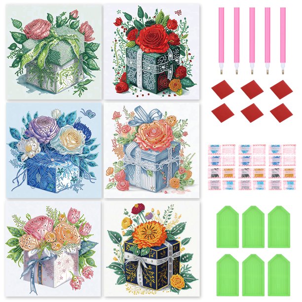6PCS 5D DIY Kit Caja Regalo Forma Especial Parcial