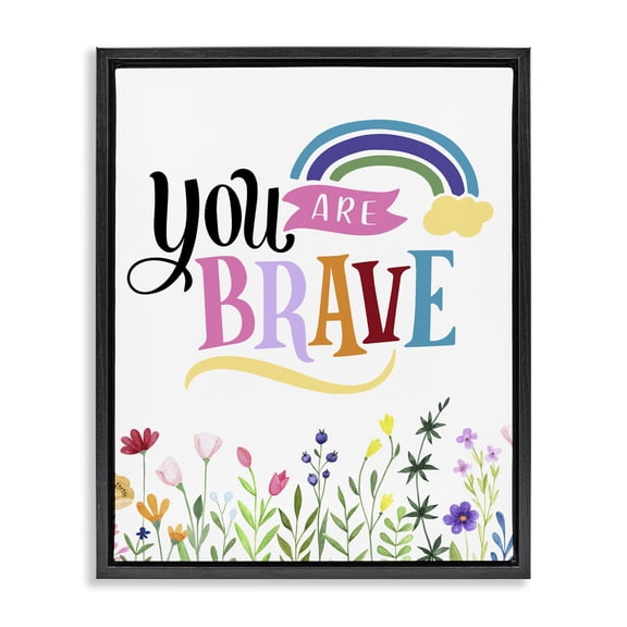 Stupell Industries Contemporary You Are Brave Encouragement Black Floating Frame Canvas Art, 17 x 21, by Kim Allen