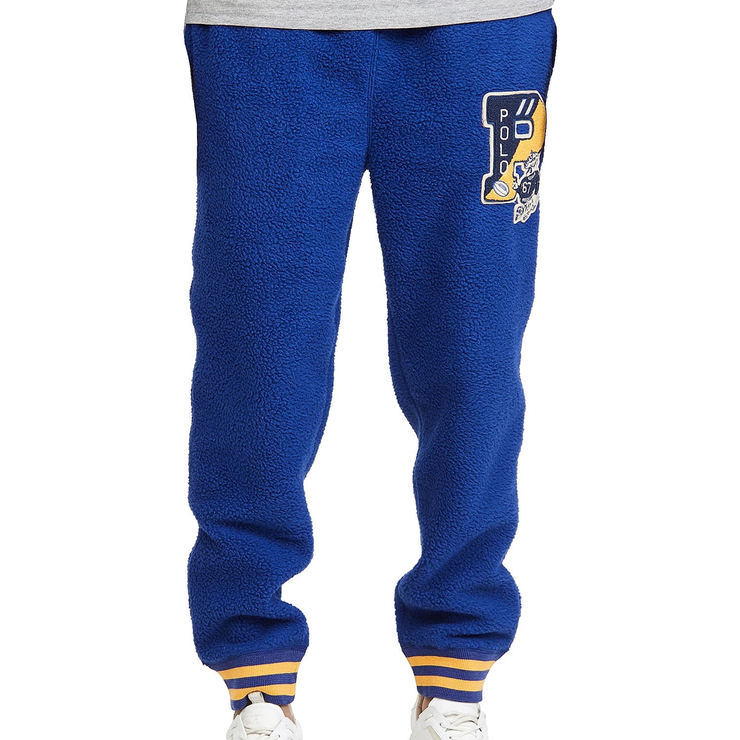 Polo Ralph Lauren Mens Letterman Sherpa Sweatpants (XLarge, Blue) -  
