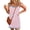 Pink, variant on Summer Sleeveless Women Striped Printing Crewneck Casual Drawstring Dress with Pocket