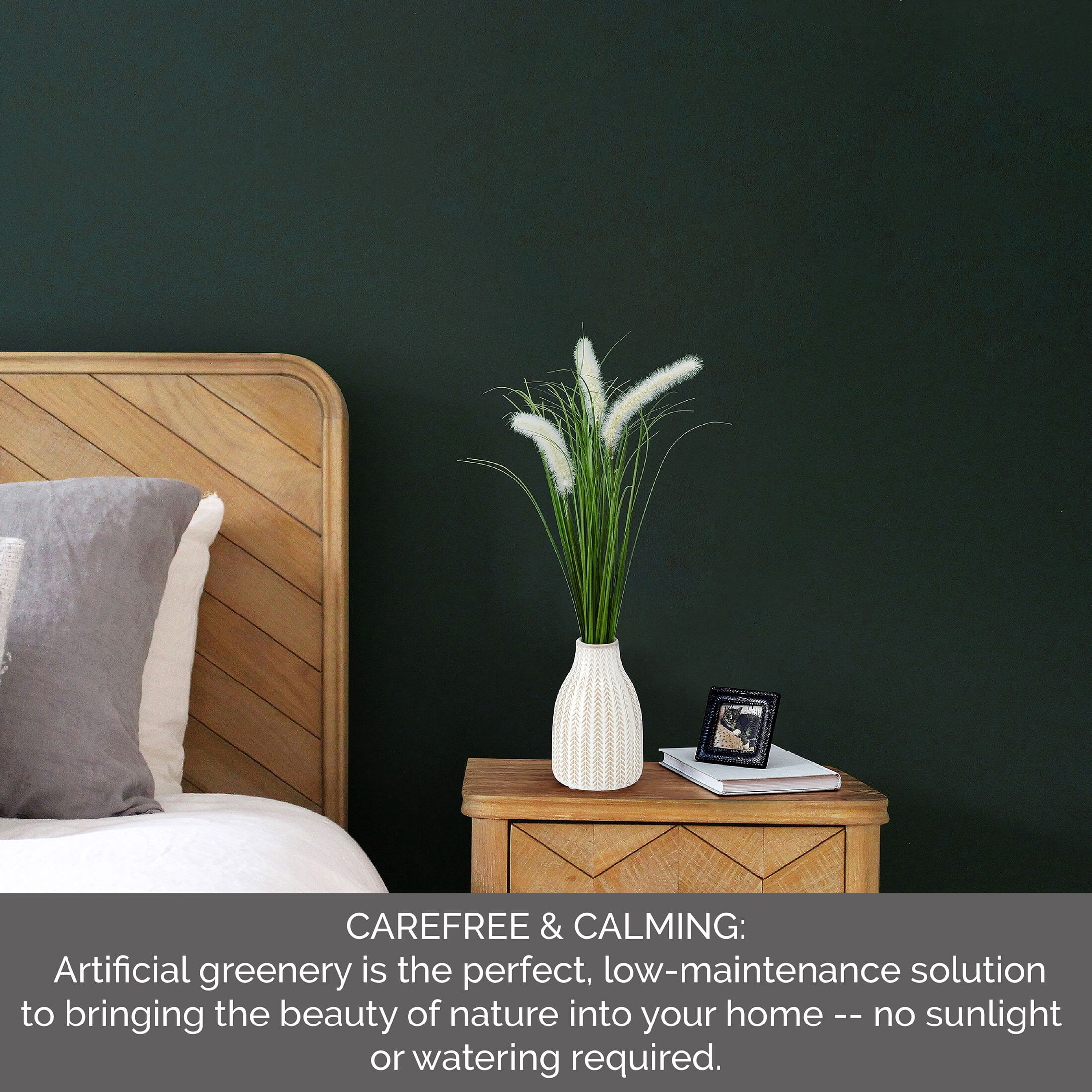 Elements Artificial Greenery Arrangement in White Ceramic Vase