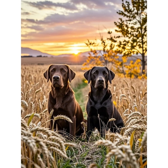 5D Diamond Art Chocolate Labrador and Black Labrador Diamond Painting DIY Kits Full Round Drill Rhinestones by Number Embroidery Arts and Crafts for Living Room Bedroom Home Wall Decor 12x16 inch