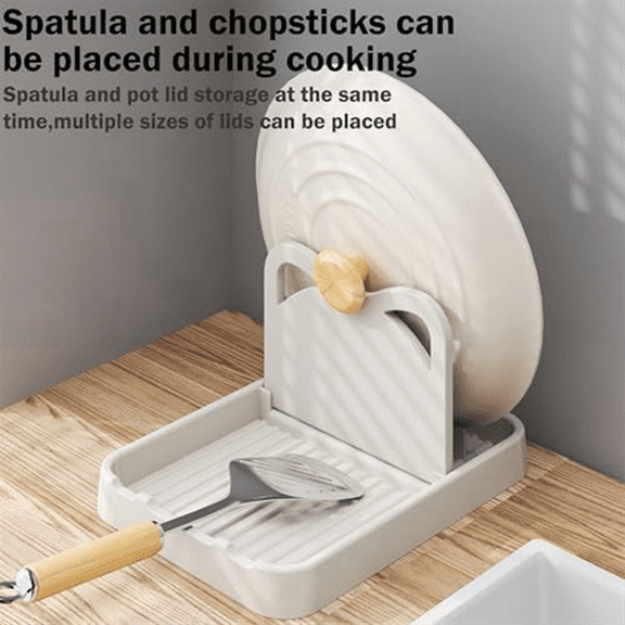 Spoon Rest with Lid Holder, Foldable Spoon Holder for Kitchen Counter, Cat Pot Lid Holder for Spoons Grey