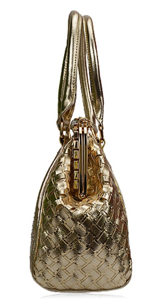Zzfab Butterfly Clasp Quilting Handbags Purses with Butterfly Gold