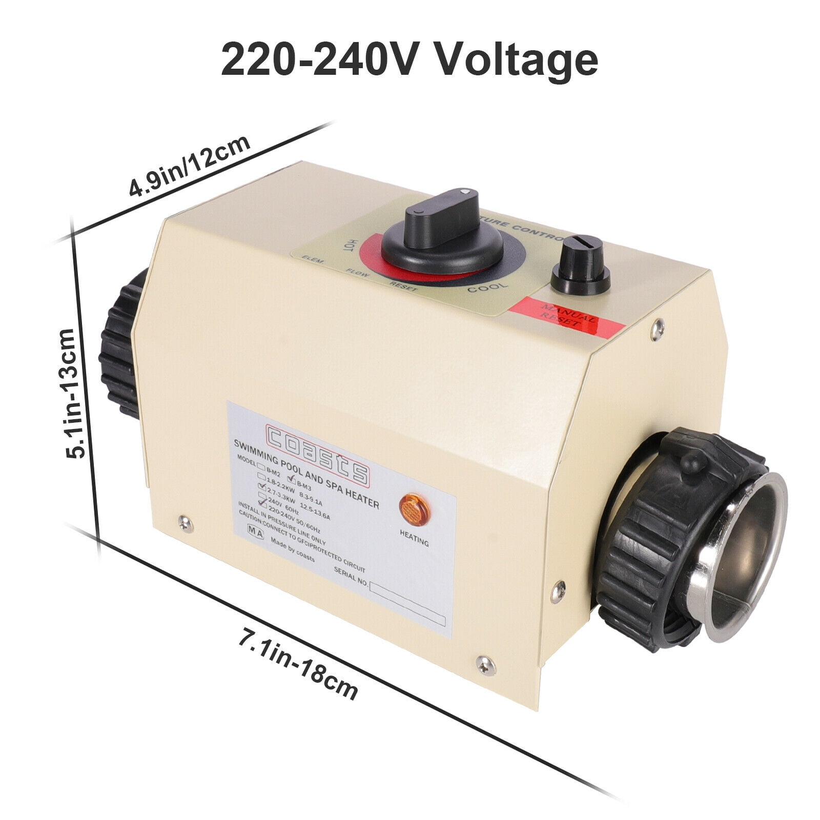 TOPCHANCES Electric Pool Water Heater for Pool Hot Tub Upgrade Portable Swimming Pool SPA Thermostat Heater Pump 220V 3KW