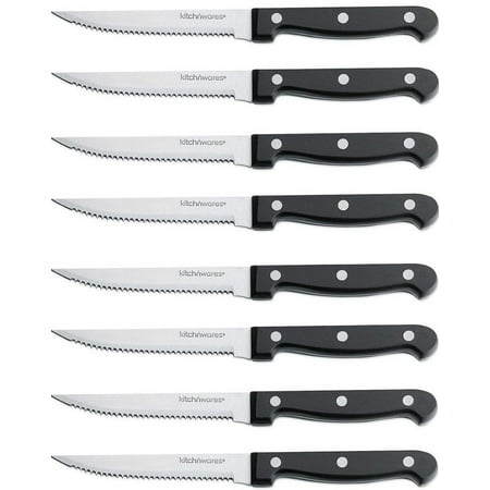Steak Knives - 8 Pc Superior Steak knives, Stainless Steel, Steak Knife for Chefs, Commercial Kitchen, - Great For BBQ, Weddings, Dinners, Parties, All Homes & Kitchens - By Kitch N’