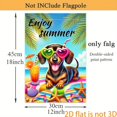 thumbnail image 3 of Garden Flag Summer Dachshund Garden Flag, 12x18 inches, double-sided 2D design, full of vitality and cute pet vacation style garden flag, is very suitable for summer outdoor welcome decoration, appli, 3 of 5