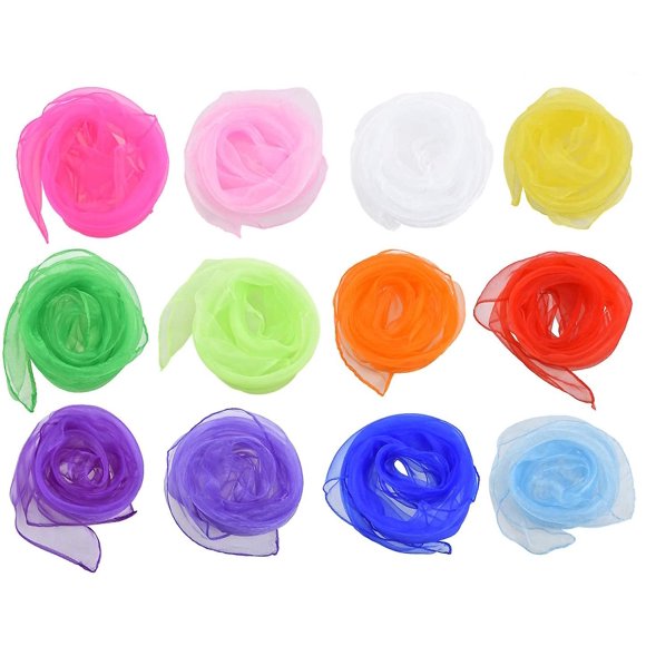 12 Piece Square Dance Scarves,juggling Scarf Props Magic Trick Silk Scarves Music Movement Scarf(random Color)