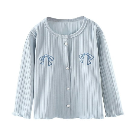 

NaWent Clearance kids Baby Sweater Cardigan Toddler Girls Cardigan Sweater Embroidered Mushroom Knit Sweater Blue 100/18M