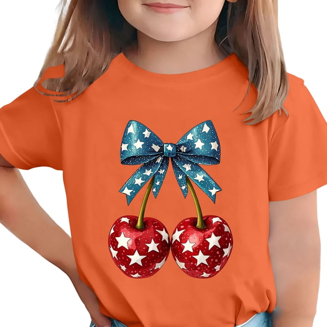 T-Shirt pour Enfants, Imprimé de la Fête de l'Indépendance à Manches Courtes et Col Rond, Haut Décontracté et Polyvalent pour Garçons et Filles de 3 à 15 Ans