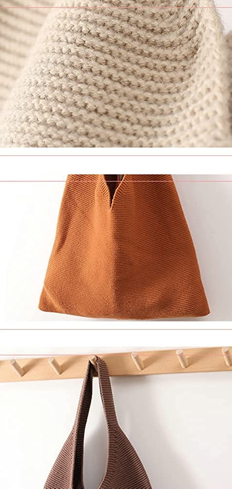CoCopeaunts Women Handwoven Aesthetic Tote Bag Knit Cute Tote Bags Casual Style Handwoven Travel Bag Crocheted Bag for Women Girl