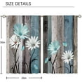 thumbnail image 2 of Teal Farmhouse Daisy Kitchen Curtains Wooden Flower Small Short Cafe Window Curtains Rustic Floral Butterfly Country Bathroom Window Drapes Treatment Tier Curtains 2 Panels (26x36 Inch), 2 of 6