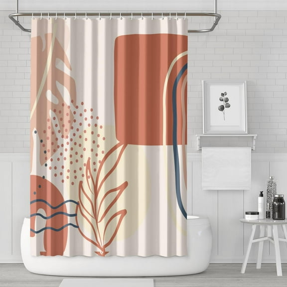 Boho Floral Shower Curtain 72x72 Inches - Tropical Leaves, Vintage Botanical Print, Waterproof Fabric for Chic Bathroom Decor, Modern Farmhouse & Bohemian Style