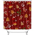 thumbnail image 2 of Juego de 4 cortinas de ducha con dibujos de Papá Noel, bolas de Navidad con cuadros rojos y negros, decoración navideña para el baño, cortina de ducha de tela impermeable, alfombrilla de baño, 2 of 7