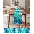 thumbnail image 3 of Moroccon Table Runner 70 Inches, Turquoise Marble Bed Runner Dresser Scarves Tabletop for Indoor Outdoor Parties/Ceremony/Banquet, 13" x 70", 3 of 8
