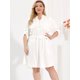 thumbnail image 4 of Vestido de mujer de talgrande con mangas enrollables por encide rodilla, informal, con cinturón, vestido camisero de mezclilblanco 3XL, 4 of 6