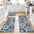 thumbnail image 3 of Findosom 3pcs Boho Kitchen Rug Set, Farmhouse Kitchen Runner Rugs and Mat, Washable Non Slip Kitchen Mats Vintage Kitchen Floor Mat Carpet for Hallway Laundry Room Sink 20"x32"+20"x47"+20"x59" Blue, 3 of 9