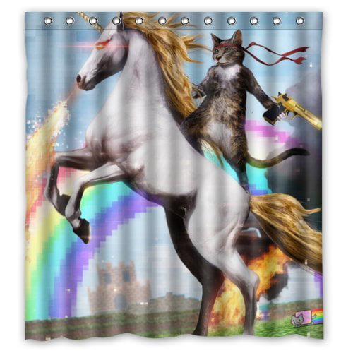 Fantasy Unicorn & Planet Shower Curtain 
