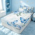 thumbnail image 3 of Erosebridal Cute Butterfly Zipper Twin Comforter Sets with Fitted Sheet and 2 Pillowcases, Chic Blossom Zipper Bedding Set, Reversible, Sky Blue Mint Green, Reversible, 3 of 7