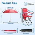 thumbnail image 6 of Lightweight Foldable Camping Chair with Umbrella & Detachable Canopy, Cup Holder, 330LBS Load & Carry Bag for Beach Picnic (Blue), 6 of 13