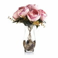 thumbnail image 4 of Enova Home Artificial 7 Heads Peony Silk Flowers Arrangement in Clear Glass Vase with Faux Water (Pink), 4 of 4