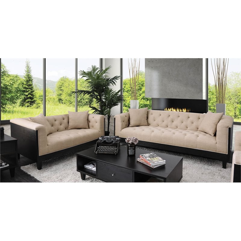 furniture of america leon transitional 2 piece sofa set in