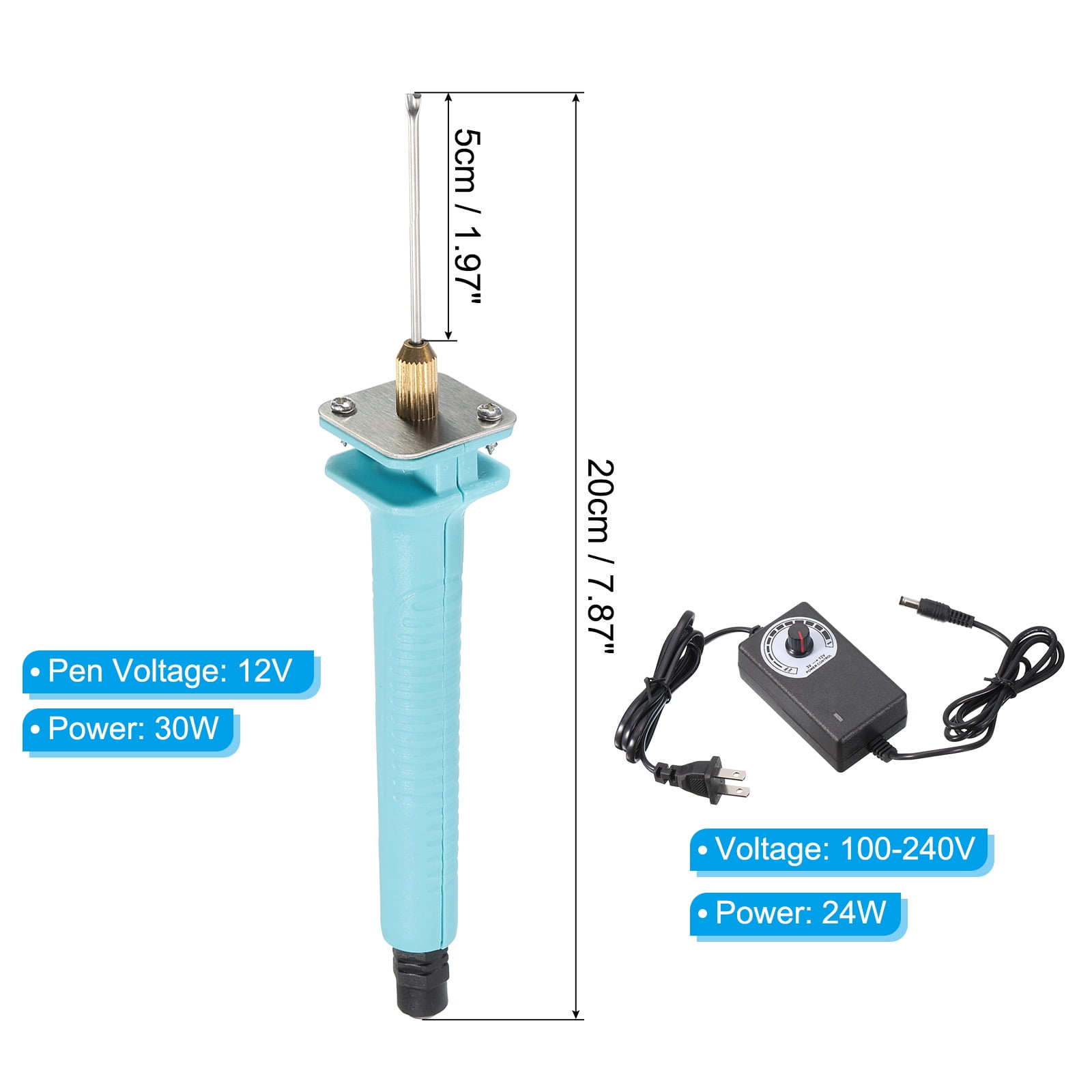 Uxcell 5CM 30W 110V-240V Foam Cutting Pen Set, Cutter Pen Cutting Tool with Start Switch & 24W Power Adapter, Blue