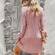 thumbnail image 4 of Vestido de mujer con cuello en V, manga larga de linterna, empalme de encaje, cintura alta, vestido con ribete de volantes para niñas, rosa S, 4 of 6