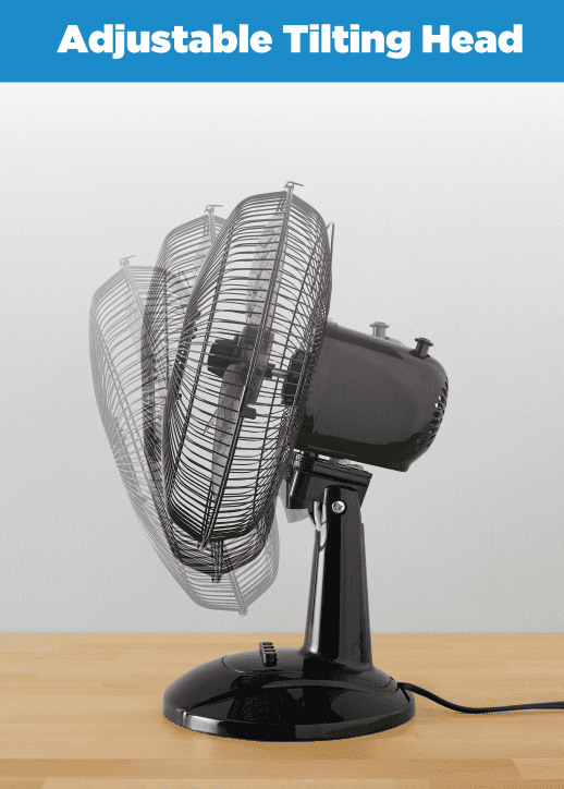 Mainstays 12-Inch Table Fan with Adjustable 3-Speed Settings and Oscillation, Black, FT30-8MBBV