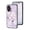 Purple, variant on Case for iPhone 16e / 17e, Tempered Glass Back + TPU Frame, Floral Pattern Diamond Ring Stand Ultra Slim Lightweight Anti-Scratch Back Case Drop Protective Support Magnetic Car Mount - White