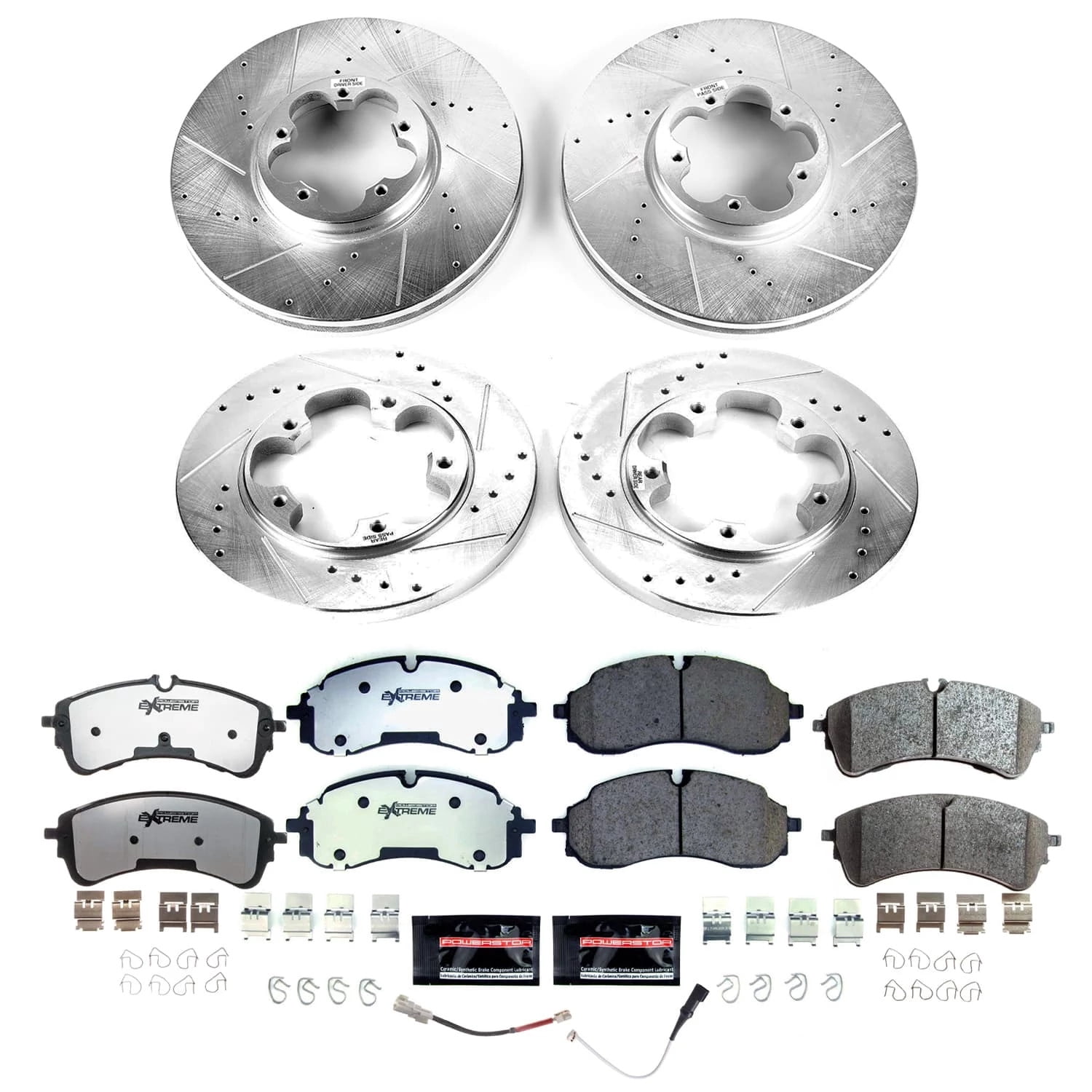 PowerStop Front and Rear Z36 Truck & Tow Carbon-Fiber Ceramic Brake Pad and Drilled and Slotted Rotor Kit K9055-36