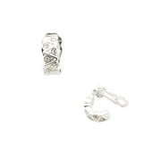 COOLCRYSTALS Silver Plating 15mm Rectanbel Curve Clip On Earrings