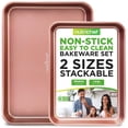 thumbnail image 1 of NutriChef, Baking Sheet, Cookie, Baking Pan, Sheet Pan, Baking Tray, Oven Tray, Nonstick, Cookie Sheets for Baking Nonstick, Kitchen Set, Home Essentials, Baking and Cooking, Rose Gold, 2 pc, 1 of 9