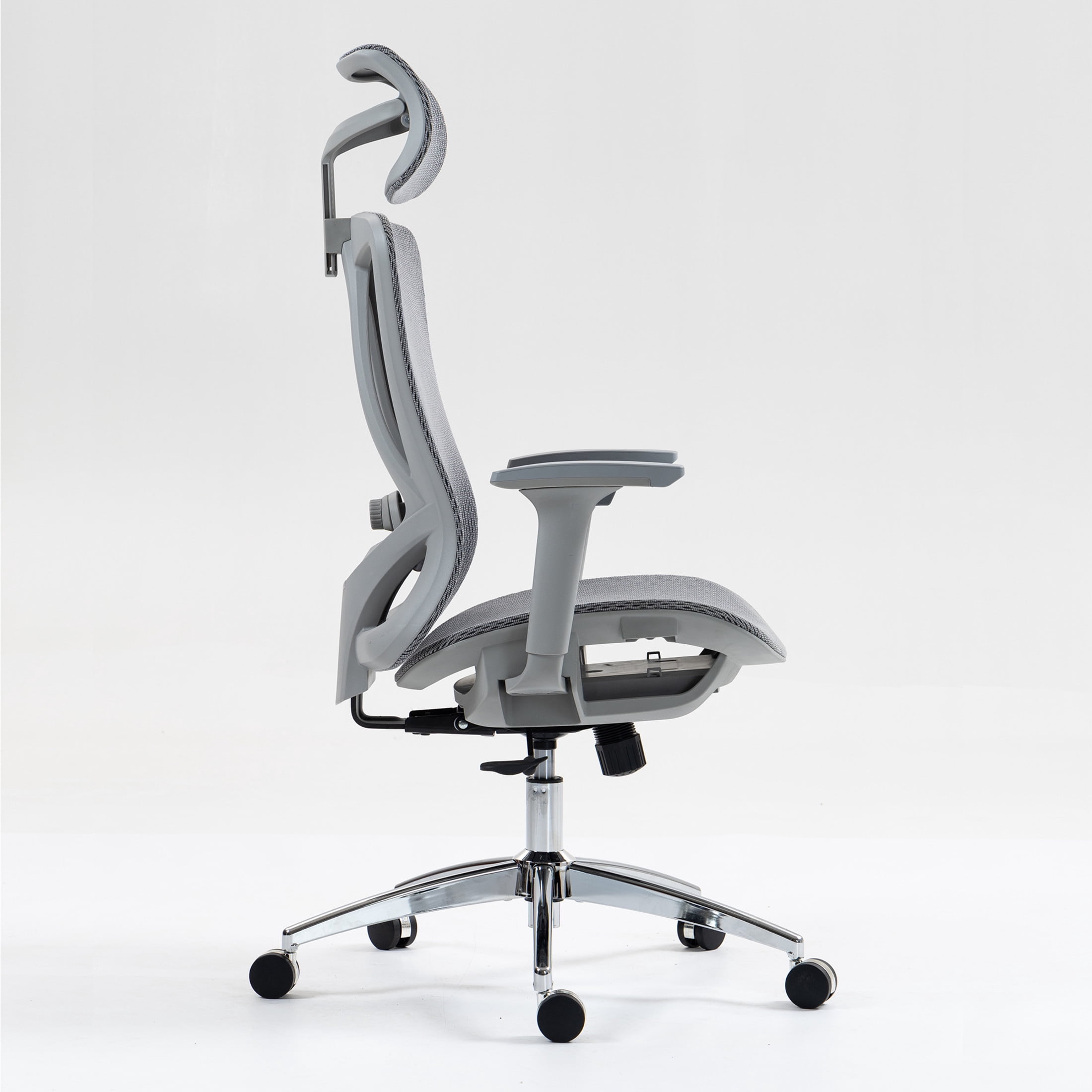 Noble House Fido 47" High Back Mesh Office Chair, Ergonomic Reclining Design with Adjustable Lumbar, Grey