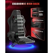 Bigzzia Gaming Chair with LED Lights, Adjustable Headrest & Lumbar Support, Height Adjustable, Black