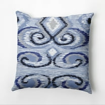 Simply Daisy 16" x 16" IKAT's Meow Geometric Outdoor Pillow, Blue (1 count)