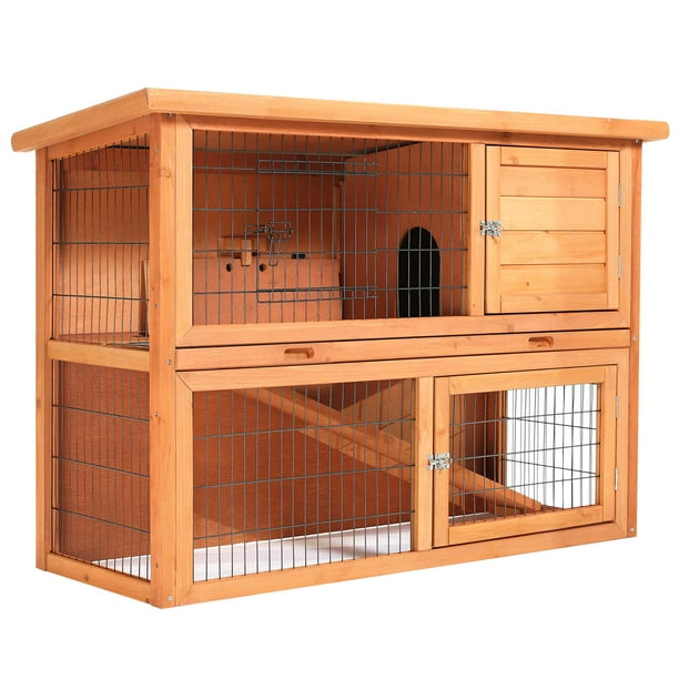 SmithBuilt 48" Rabbit Hutch - Two Story Wood Bunny Cage