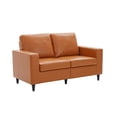 thumbnail image 5 of Canddidliike Modern PU Leather Upholstered Sofa, Casual Comfortable Love Seats - Brown, 5 of 9