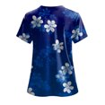 thumbnail image 4 of COMVALUE Scrub Tops Women Short Sleeve Plus Size V Neck Fun Printed Scrubs Top Medical Nursing Uniforms with Pockets (Dark Blue, 3XL), 4 of 9