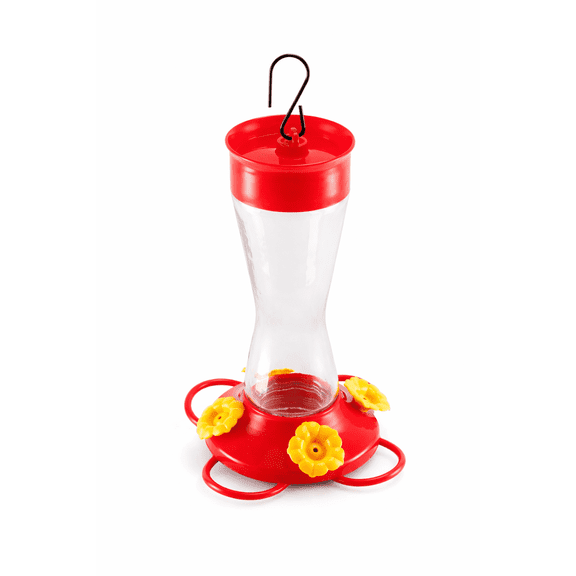 Simple Living Solutions Glass Hummingbird Feeder, 8 oz – 4 Feeding Ports, Ant Moat, Easy Fill & Clean, Hanging Outdoor Bird Feeder for Garden & Patio