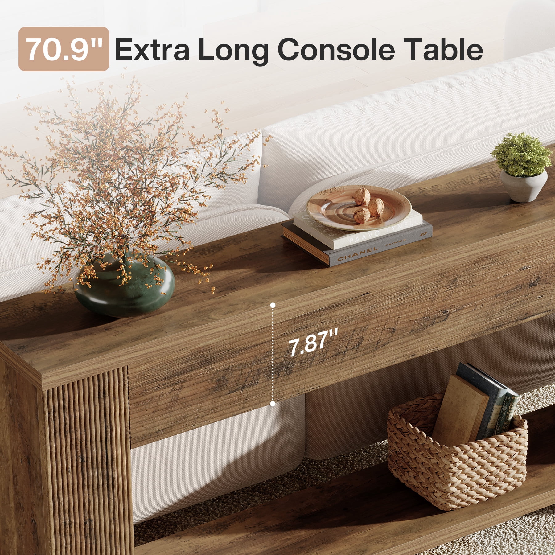 Tribesigns 70.9" Console Tables for Entryway, Narrow Long Sofa Table Behind The Couch, Rustic Brown
