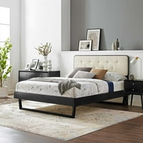 Modway Bridgette Full Wood Platform Bed With Angular Frame in Black Beige