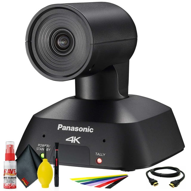 Panasonic Compact 4K PTZ, HDMI, USB, Streaming PTZ Camera (Black) (AW-UE4KG) + Deluxe Cleaning Set + HDMI Cable + Velcro Straps -Base Bundle