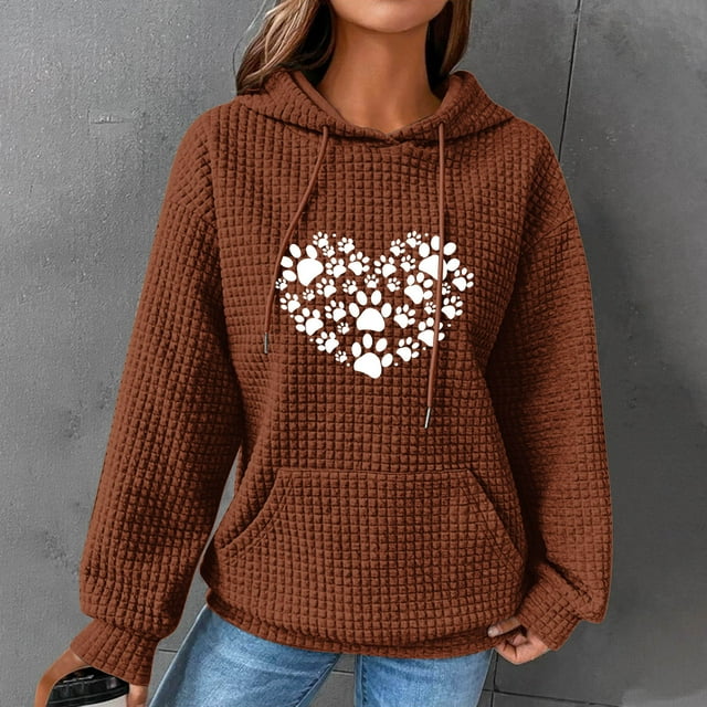 DPTALR Women Print Round-Neck Long Sleeve Loosen Single Sweatshirt Tops Pullover Blouse