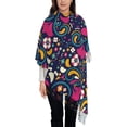 thumbnail image 4 of Cauagu Cinco De Mayo Floral Print Women Wrap Shawl tassels Scarves Retro Scarf 77.6"X28.3", 4 of 8