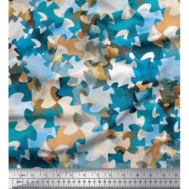 Soimoi Polyester Crepe Fabric Two Tone Camouflage Print Sewing Fabric Yard 52 Inch Wide