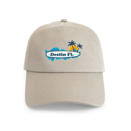 CafePress - Destin Florida Surf Design. Cap - Adjustable 100% Brushed Unisex Casual Cotton Baseball Cap Beige 1